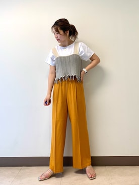 「LOWRYS FARM（ローリーズファーム）のフリンジビスチェ　947813（ベスト）」を使った、カノアヤさん（レディース・160cm）の春コーディネート