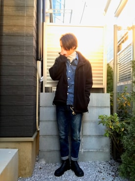 「Blundstone（ブランドストーン）のBlundstone/ブランドストーン　ｻｲﾄﾞｺﾞｱﾌﾞｰﾂ Men's（ブーツ）」を使った、たくやさん（メンズ・169cm）の冬コーディネート
