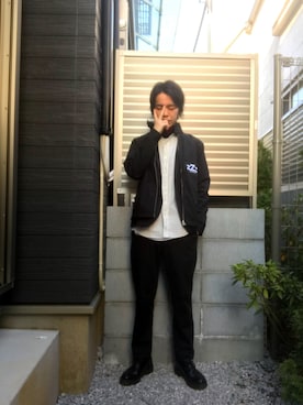 「ノーカラーシャツ」｜「アイテム（その他アウター）」を使った、たくやさん（メンズ・169cm）の春コーディネート