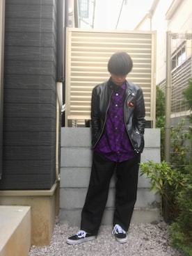 「オールドスクール」｜「アイテム（ライダースジャケット）」を使った、たくやさん（メンズ・169cm）の春コーディネート