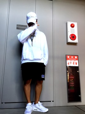 「WHITELAND（ホワイトランド）のアイテム（キャップ）」を使った、Daisukeさん（メンズ・165cm）の春コーディネート