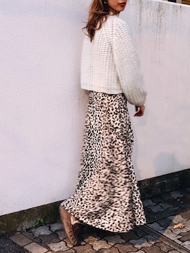 「RESEXXY（リゼクシー）のケーブルローピングニットトップス（ニット/セーター、ホワイト系）」を使った、yukino さん（レディース・164cm）の冬コーディネート