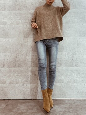 「ZARA（ザラ）のアイテム（シューズ、ベージュ系）」を使った、yukino さん（レディース・164cm）の冬コーディネート