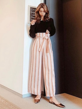 「RESEXXY（リゼクシー）のハイウエストワイドパンツ（その他パンツ、その他）」を使った、yukino さん（レディース・164cm）の春コーディネート