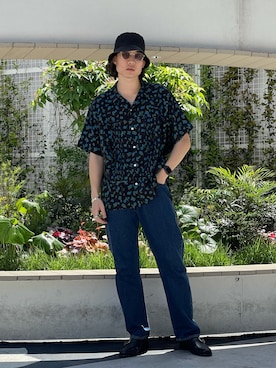 「DAIRIKU」｜「アイテム（帽子）」を使った、松本 幸さん（メンズ・180cm）の春コーディネート