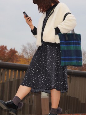 「archives（アルシーヴ）のアイテム（ブルゾン）」を使った、アオさん（レディース・163cm）の秋コーディネート