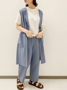 「アイテム（ノーカラージャケット）」を使った、I am I ONEROOMさん（レディース・157cm）の夏コーディネート