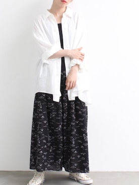 「アイテム（キャミソール、ブラック系）」を使った、I am I ONEROOMさん（レディース・159cm）の夏コーディネート