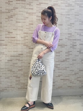 「ラベンダー」｜「アイテム（サロペット/オーバーオール）」を使った、yorisa さん（レディース・163cm）の春コーディネート