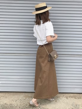 「SLOBE IENA（スローブイエナ）のアイテム（ハット）」を使った、ukapiさん（レディース・158cm）の夏コーディネート