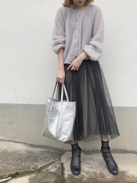 「Spick & Span（スピックアンドスパン）の2WAYサテンプリーツスカート2（スカート）」を使った、ukapiさん（レディース・158cm）の秋コーディネート