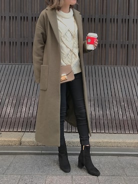 「SLOBE IENA（スローブイエナ）のアイテム（チェスターコート）」を使った、ukapiさん（レディース・158cm）の冬コーディネート