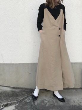 「SLOBE IENA（スローブイエナ）のアイテム（ジャンパースカート）」を使った、ukapiさん（レディース・158cm）の春コーディネート
