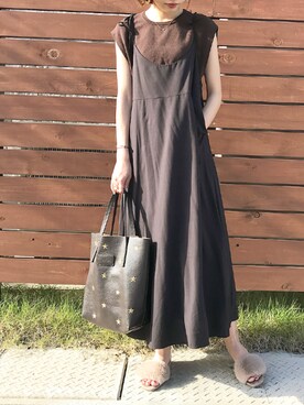 「SLOBE IENA（スローブイエナ）のアイテム（ワンピース）」を使った、ukapiさん（レディース・158cm）の夏コーディネート