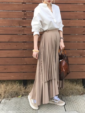 「CLANE（クラネ）のアイテム（スカート）」を使った、ukapiさん（レディース・158cm）の春コーディネート