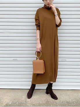 「SLOBE IENA（スローブイエナ）のアイテム（ワンピース）」を使った、ukapiさん（レディース・158cm）の秋コーディネート