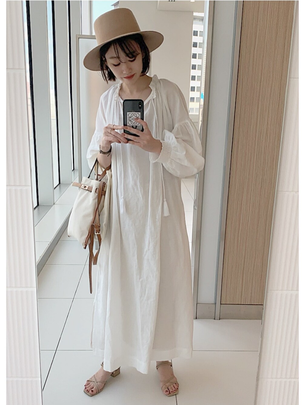 【まちゃさま】IENA maison リネンコットンワンピース　ブラック　M IENA（イエナ）の「《予約》maison コットンギャザーマキシ