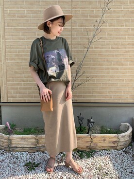 「SLOBE IENA（スローブイエナ）のアイテム（ハット）」を使った、ukapiさん（レディース・158cm）の夏コーディネート