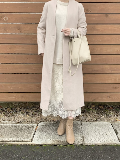 イエナ／春物❤️VIPEノーカラーVネックロングコート ベージュ入学式 楽天市場】vネック ノーカラーコート レディースの通販