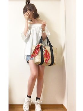 「ハーフアップ」｜「アイテム（財布/小物）」を使った、Miiさん（レディース・158cm）の春コーディネート