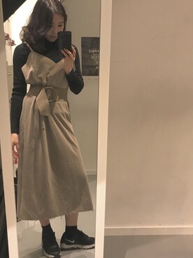 「ベルクロ」｜「アイテム（ワンピース/ドレス）」を使った、紫乃さん（レディース・157cm）の冬コーディネート
