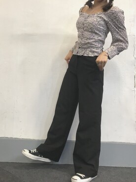 「黒パンツ」｜紫乃さん（レディース・157cm）の秋コーディネート