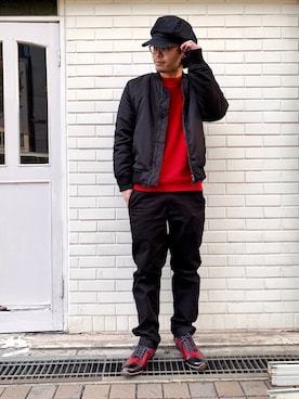 「no brand（ノーブランド）のアイテム（MA-1）」を使った、NEOさん（メンズ・176cm）の冬コーディネート