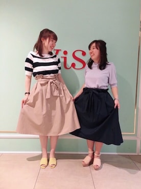 「ハイウエストスカート」｜「アイテム（その他）」を使った、Yuiさん（レディース・163cm）の春コーディネート