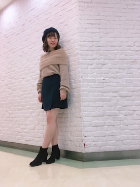 「フェザー」｜「アイテム（ハンチング/ベレー帽）」を使った、Yuiさん（レディース・163cm）の秋コーディネート