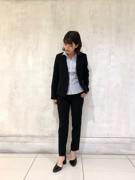 「ナラカミーチェ」｜「アイテム（ノーカラージャケット）」を使った、kmmr94さん（レディース・161cm）の冬コーディネート
