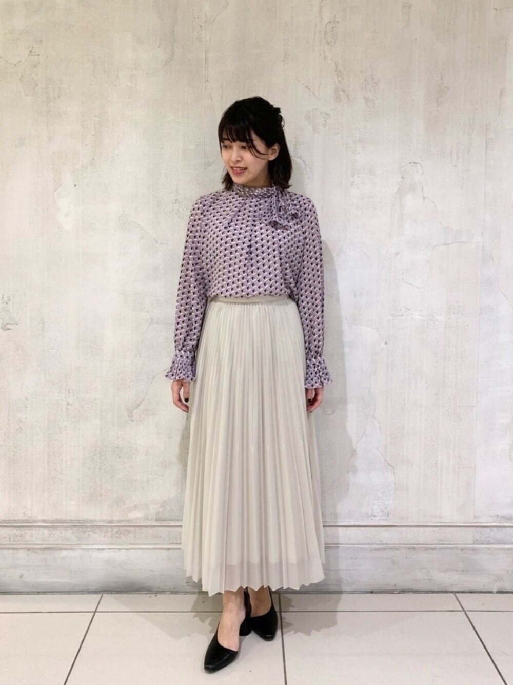 NARACAMICIE（ナラカミーチェ）の「幾何ジョーゼットプリーツリボン衿