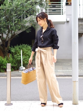 「NARACAMICIE（ナラカミーチェ）のアイテム（パンツ）」を使った、Lunettaさん（レディース・155cm）の夏コーディネート