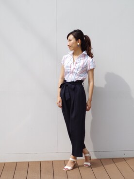 「NARACAMICIE（ナラカミーチェ）のアイテム（パンツ）」を使った、Lunettaさん（レディース・155cm）の夏コーディネート