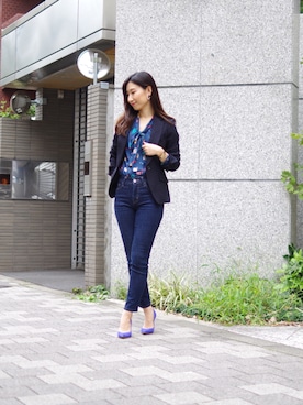 「NARACAMICIE（ナラカミーチェ）のアイテム（スーツジャケット）」を使った、Lunettaさん（レディース・155cm）の秋コーディネート