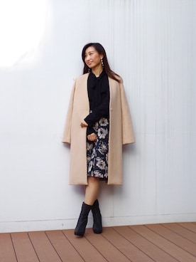 「ボウタイ」｜「アイテム（その他アウター）」を使った、Lunettaさん（レディース・155cm）の秋コーディネート