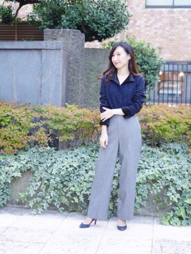「NARACAMICIE（ナラカミーチェ）のアイテム（パンツ）」を使った、Lunettaさん（レディース・155cm）の冬コーディネート