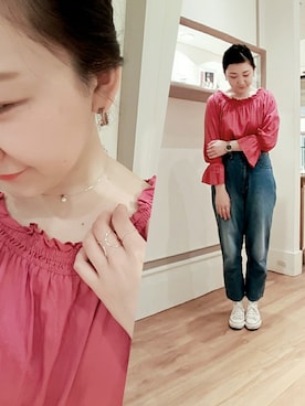 「アイテム（チョーカー）」を使った、sayakaさん（レディース・157cm）の春コーディネート