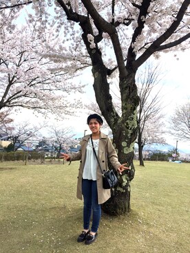 「UNIQLO（ユニクロ）のWOMEN ウルトラストレッチジーンズ（デニムパンツ）」を使った、sayakaさん（レディース・158cm）の春コーディネート