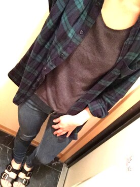 「UNIQLO（ユニクロ）のWOMEN ウルトラストレッチジーンズ（デニムパンツ）」を使った、sayakaさん（レディース・158cm）の春コーディネート