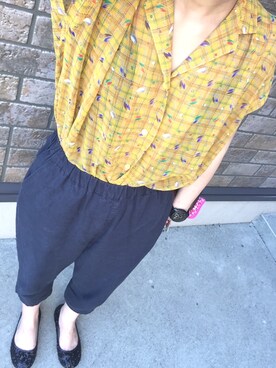 「OZOC（オゾック）のアイテム（バレエシューズ）」を使った、sayakaさん（レディース・158cm）の秋コーディネート
