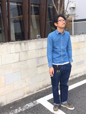 「デニムシャツ」｜「アイテム（福袋/福箱）」を使った、Ｋｉｍさん（メンズ・173cm）の春コーディネート
