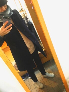 「417 EDIFICE（フォーワンセブンエディフィス）のアイテム（ステンカラーコート）」を使った、うまうまさん（メンズ・169cm）の冬コーディネート