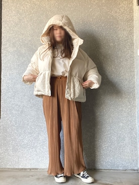 「チャックテイラー」｜「アイテム（ダウンジャケット/コート）」を使った、takeme121さん（レディース・156cm）の冬コーディネート