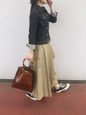 「ALLUMER（アリュメール）のアイテム（スカート）」を使った、ぺこさん（レディース・156cm）の春コーディネート