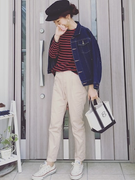 「CONVERSE（コンバース）のCONVERSE/キャンバス オールスター OX（スニーカー）」を使った、musainaeriさん（レディース・153cm）の春コーディネート