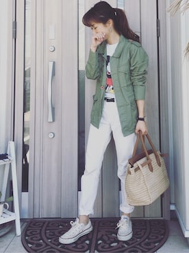 「SEA（シー）のカゴバッグS（かごバッグ）」を使った、musainaeriさん（レディース・153cm）の春コーディネート