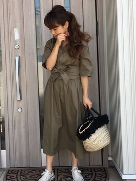 「CONVERSE（コンバース）のCONVERSE/キャンバス オールスター OX（スニーカー）」を使った、musainaeriさん（レディース・153cm）の春コーディネート