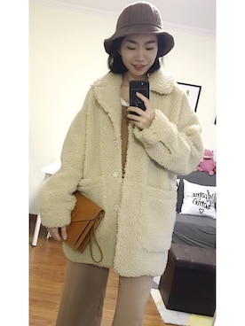 「MONKI（モンキ）のアイテム（その他アウター）」を使った、陈石榴さん（レディース・167cm）の冬コーディネート
