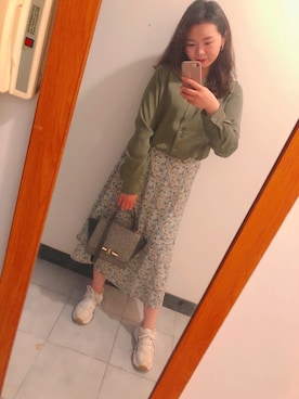 「STARMIMI（スターミミ）のアイテム」を使った、szuyuさん（レディース・157cm）の春コーディネート