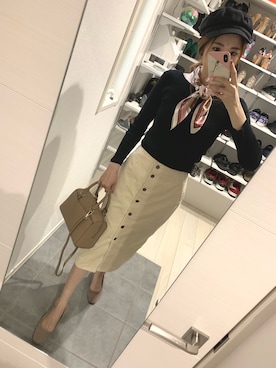 「OZOC（オゾック）のアイテム（ボストンバッグ）」を使った、minoriさん（レディース・162cm）の春コーディネート